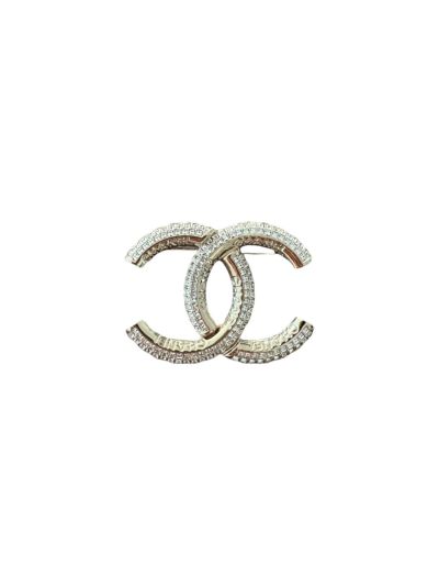 Broche Chanel À Strass Double CC 