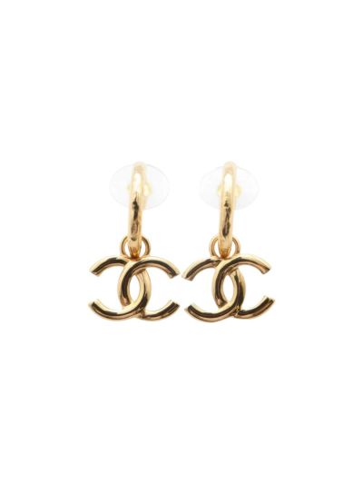 Boucles Chanel CC Pendantes Dorées