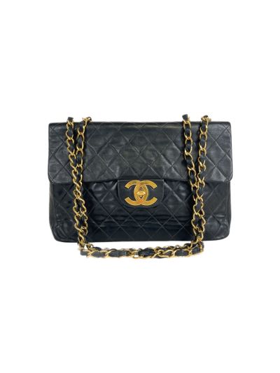 Maxi Jumbo Chanel Vintage Agneau Noir Matelelassé