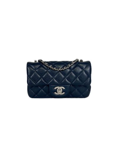 Sac Chanel Timeless Classique Super Mini Cuir Grainé Bleu Nuit