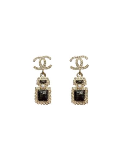 Boucles Chanel Double CC Strass Motif Flacon