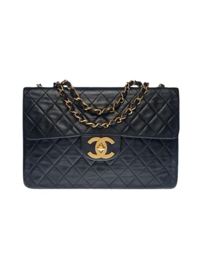 Maxi Jumbo Chanel Vintage Agneau Noir Matelelassé