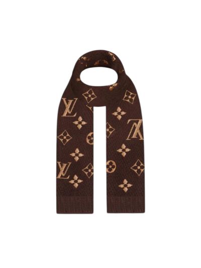 Écharpe Louis Vuitton Marron Laine et Soie Logomania