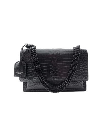 Sac Sunset Saint Laurent Embossé Croco Full Black YSL