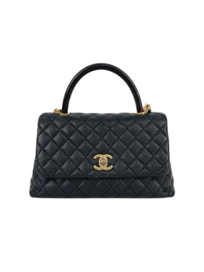 Sac Chanel Coco Top Handle Cuir Grainé Noir