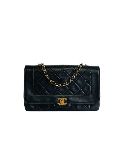 Sac Chanel Vintage Diana Medium En Cuir Matelassé Noir