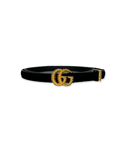 Gucci Suede Belt With Torchon Double G Buckle size 80 Gucci Blue Suede Textured Double G Skinny Belt Size 80/32  main image 2