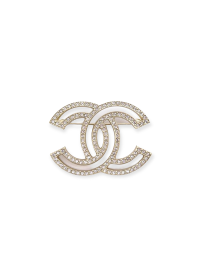 Broche Chanel Double CC à Strass