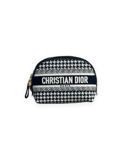 Small Dior Beauty Pouch Houndstooth Embroidery | Myzah