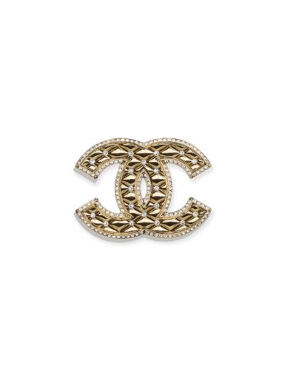 Broche CC Chanel En Métal Doré