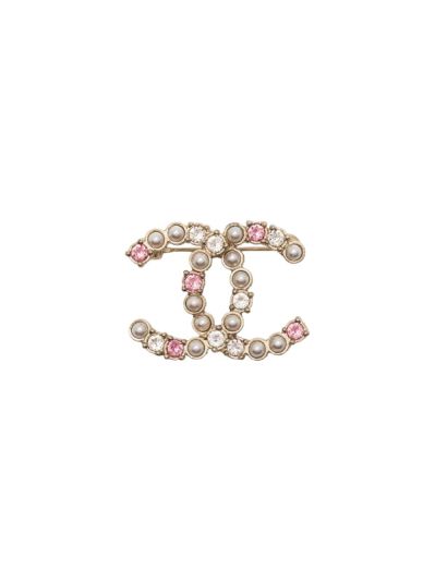 Broches CC Chanel à Strass Roses