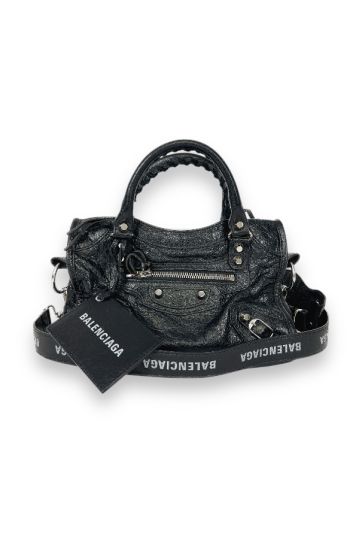 Sac Le City Mini Balenciaga en Cuir d'Agneau Noir