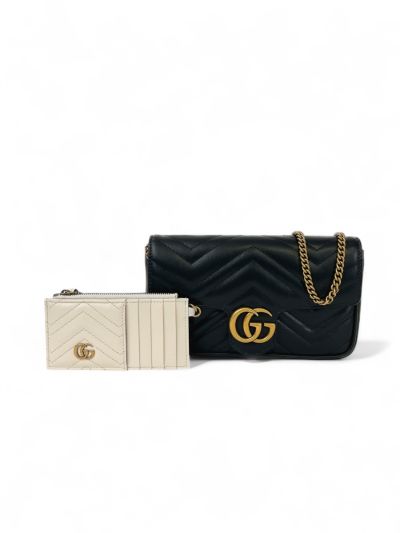 Sac GG Super Mini Marmont Gucci Noir Avec Portecartes