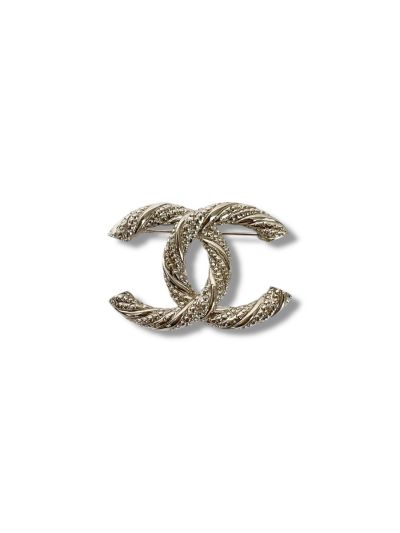 Broche Torsadée Chanel CC Champagne