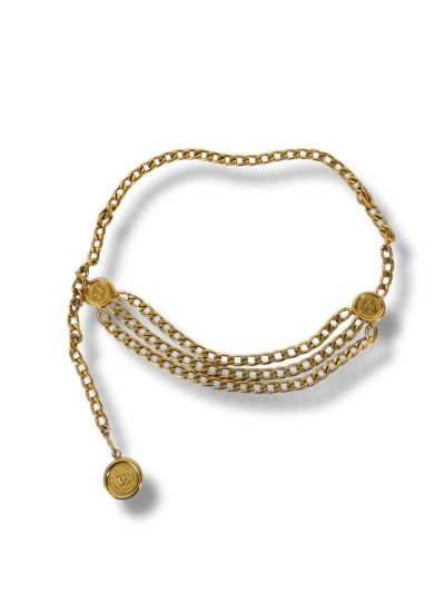 Ceinture Chanel Chaine Dorée Vintage Medallion CC