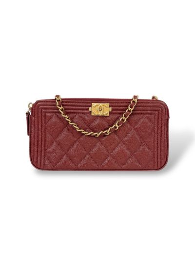 Sac Wallet on Chain Boy Chanel Cuir Caviar Bordeaux