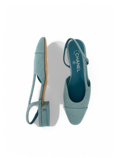 Slingback Plates Chanel Denim Bleu Taille 37