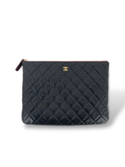 Pochette Chanel Cuir Grainé Noir