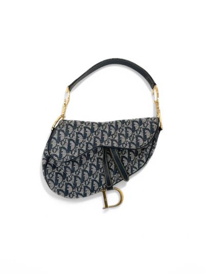 Sac Dior Saddle Toile Oblique Bleue