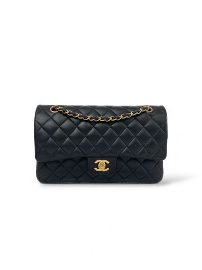 Sac Timeless Double Rabat En Cuir D'agneau Noir