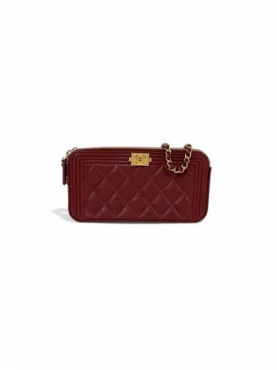 Sac Chanel Wallet on Chain Boy Cuir Bordeaux