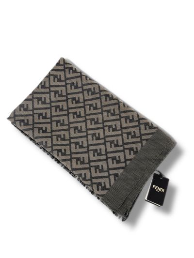 Écharpe Fendi Logomania Gris Taupe