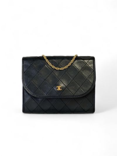 Sac Chanel Wallet On Chain Vintage En Cuir Matelassé Noir