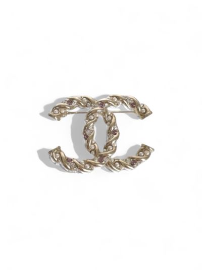 Broche Chanel CC Perles et Strass Roses