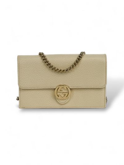 Sac Bandoulière Wallet On Chain Gucci Interlocking En Cuir Crème