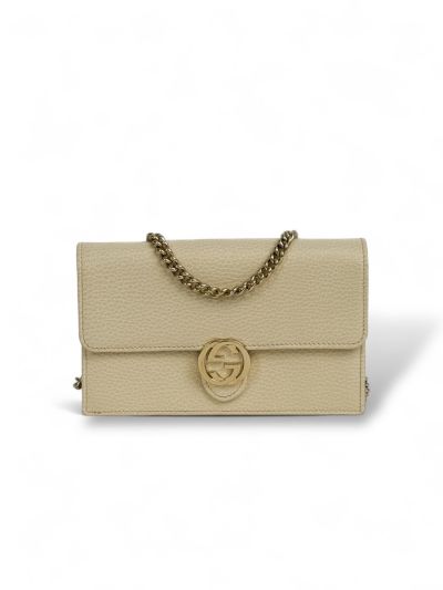 Sac Bandoulière Wallet On Chain Gucci Interlocking En Cuir Crème