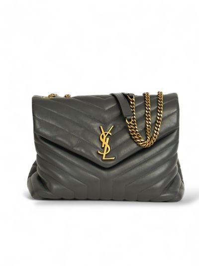 Sac Saint Laurent GM Loulou En Cuir Chevron Gris