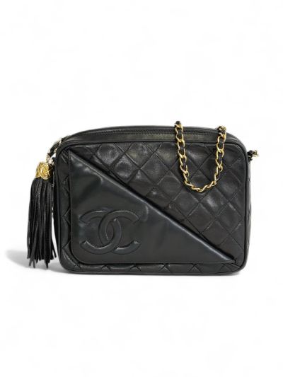 Sac Chanel Caméra Vintage En Cuir Noir