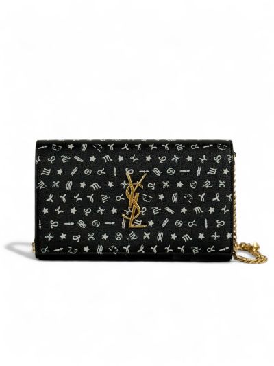 Sac Saint Laurent Kate Medium En Cuir Grainé Noir Monogram Zodiaque