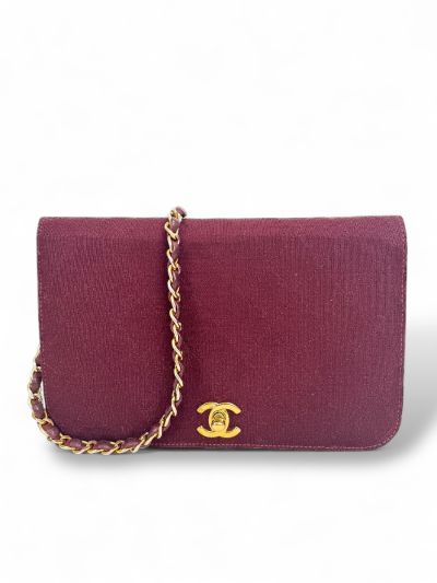 Sac Chanel Vintage En Jersey Bordeaux