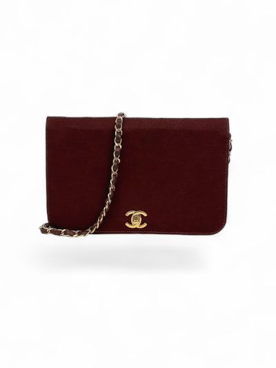 Sac Chanel Vintage En Jersey Bordeaux