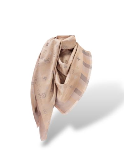 Châle Monogram Louis Vuitton beige Rayé