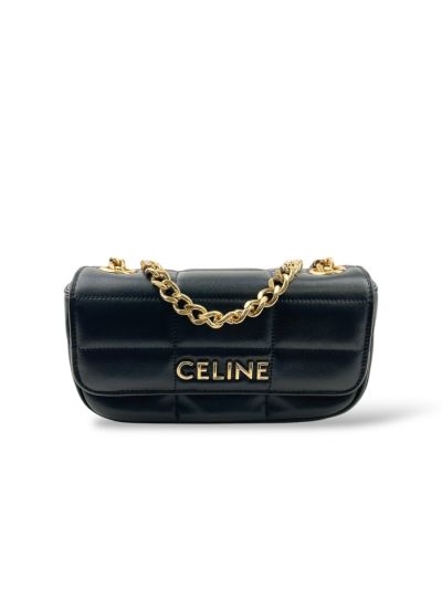 Sac Céline À Chaîne En Cuir Matelassé Noir Monochrome