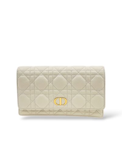 Sac Pochette Dior Caro Cuir D'Agneau Blanc 