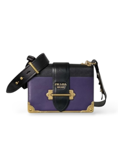 Sac Bandoulière Prada Cahier En Cuir Violet 