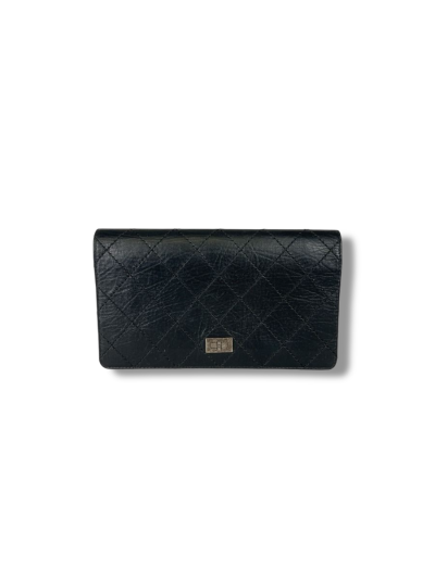 Portefeuille Chanel 2.55 En Cuir D'Agneau Noir Vieilli