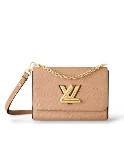 Sac Twist MM Louis Vuitton Cuir Épi Bicolor Camel Clair Et Noir