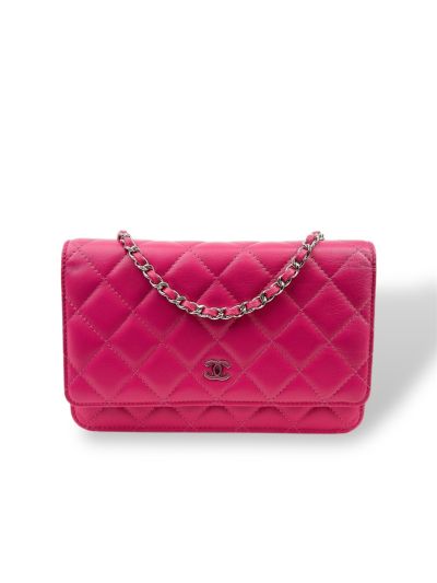 Sac Pochette à Bandoulière Chanel Wallet On Chain En Cuir D'Agneau Rose 