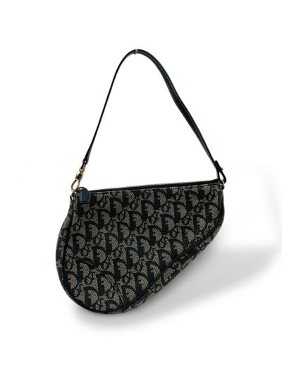 Sac à Main Mini Saddle Dior Vintage En Toile Monogram Bleu Marine 