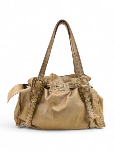 Sac Cabas Miu Miu Vintage Cuir Vittello Beige