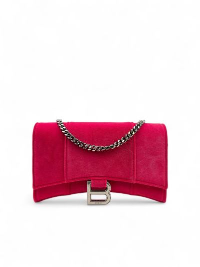 Sac Balenciaga Hourglass Velvet Rose Wallet On Chain