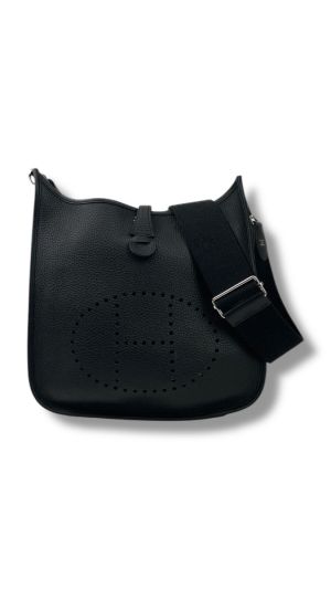 Hermes Evelyne 33 Shoulder Bag in Black Grained Leather