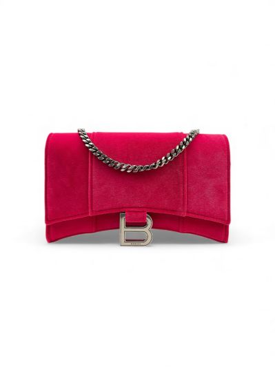 Sac Balenciaga Hourglass Velvet Rose Wallet On Chain