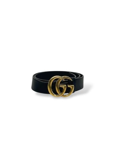 Ceinture Noire Gucci Avec Boucle Brillante 80 Cm