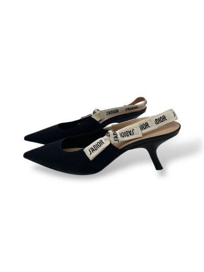 J'Adior Slingback Pumps in Black Canvas 40