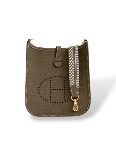 Sac Bandoulière Hermès Mini Evelyne 16 Cuir Togo Etoupe